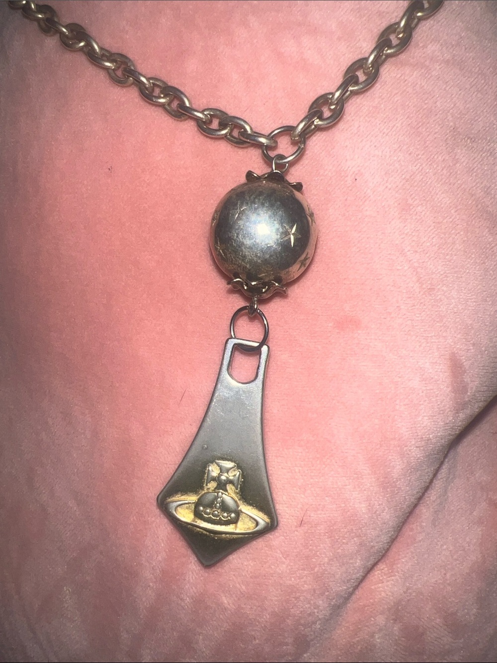 Vintage Star patinaed necklace customized with a vintage Vivienne Westwood pull